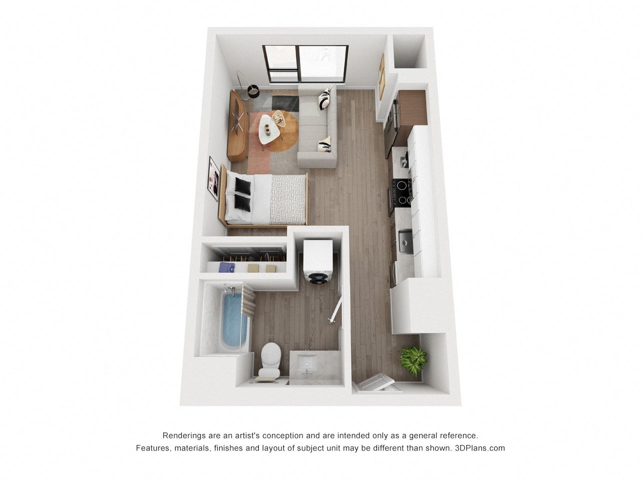 One bedroom floor plan The Mansion_A2